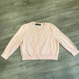 Karl Lagerfeld blush color pearl cardigan Size XL B1